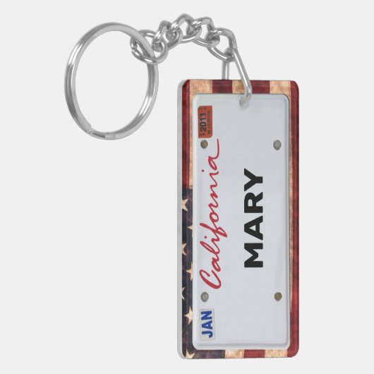 California License Bord (aanpasbaar) Sleutelhanger (Voorkant Links)