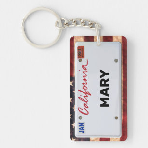 California License Bord (aanpasbaar) Sleutelhanger
