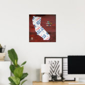 California License Bord Map Afdrukken Poster (Thuiskantoor)