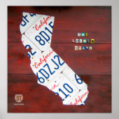 California License Bord Map Afdrukken Poster (Voorkant)