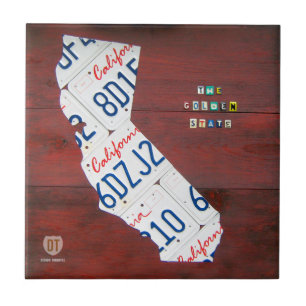 California License Bord Map Ceramic Tile Tegeltje