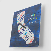 California License Bord Map Clock Vierkante Klok (Hoek)