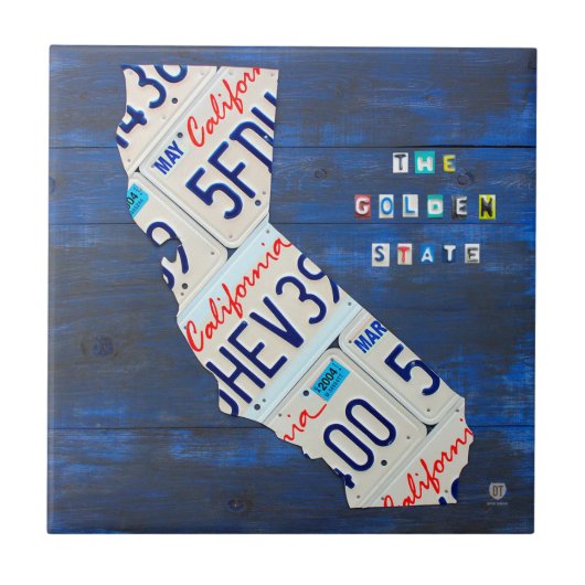 California License Bord Map keramische tegel V3 Tegeltje (Voorkant)