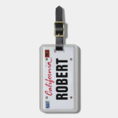 California License Bord met jouw naam Bagagelabel (Voorkant verticaal)