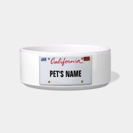 California License Bord met Pet's Name Voerbakje