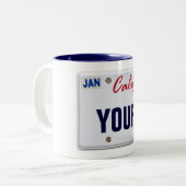 () California License Bord Tweekleurige Koffiemok (Voorkant links)