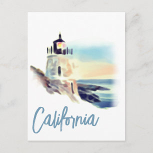 California Lighthouse Sunset Painting Fine Art Briefkaart