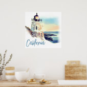 California Lighthouse Sunset Painting Fine Art Poster (Keuken)