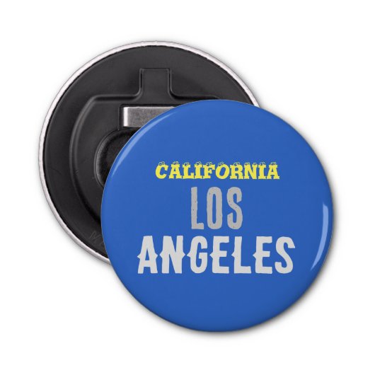 California Los Angeles City USA Retro  Blue Button Flesopener (Voorkant)