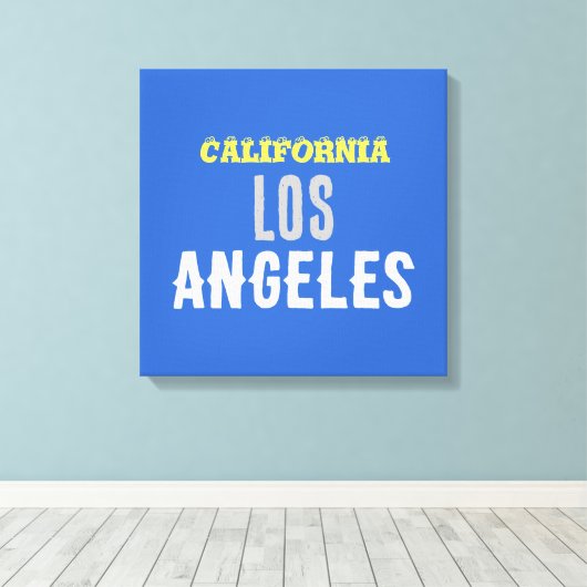 California Los Angeles City USA Retro  Blue Canvas Afdruk (Insitu (Houten vloer))