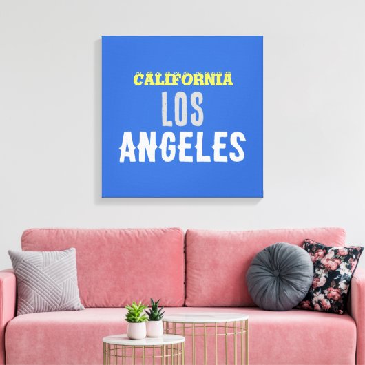 California Los Angeles City USA Retro Blue Canvas Afdruk (Insitu (Woonkamer))