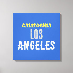 California Los Angeles City USA Retro  Blue Canvas Afdruk
