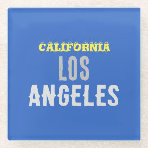 California Los Angeles City USA Retro Blue Glazen Onderzetter