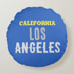 California Los Angeles City USA Retro  Blue Rond Kussen
