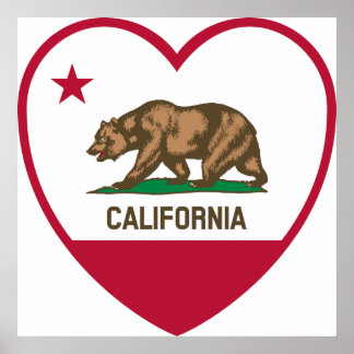 California Love - California Flag Heart Poster