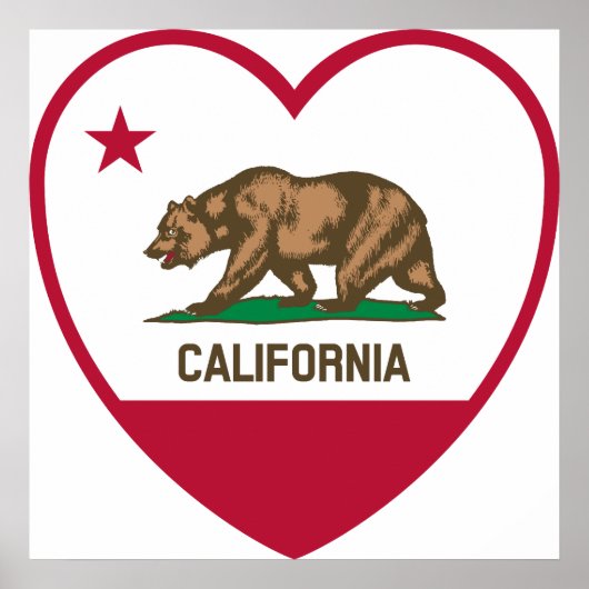 California Love - California Flag Heart Poster (Voorkant)