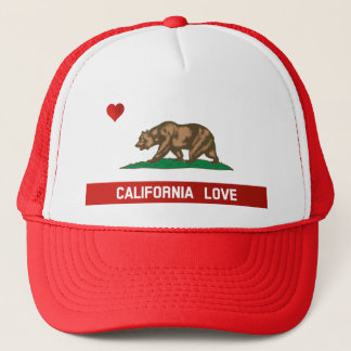 California Love State Flag Trucker Hat (rood) Pet
