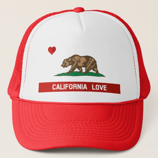 California Love State Flag Trucker Hat (rood) Pet (Voorkant)