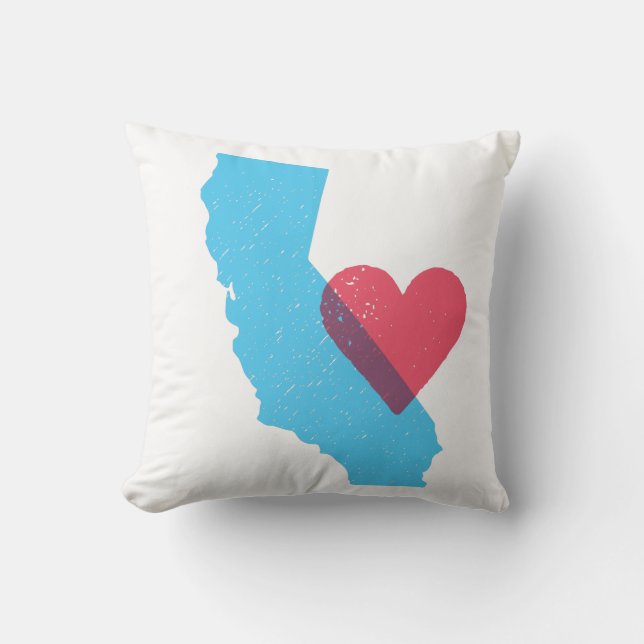 California Love State Shape met Heart Pillow Kussen (Voorkant)