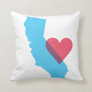California Love State Shape met Heart Pillow Kussen
