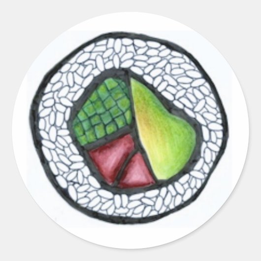 California Maki Roll Sushi Japans voedsel Ronde Sticker (Voorkant)