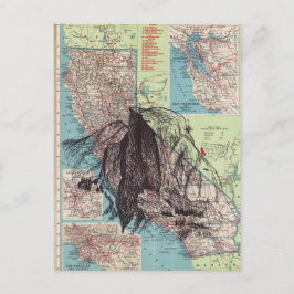 California Map Art Briefkaart