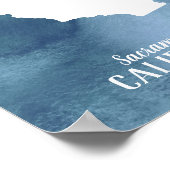 California Map Blue Waterverf Personalized Art Poster (Hoek)