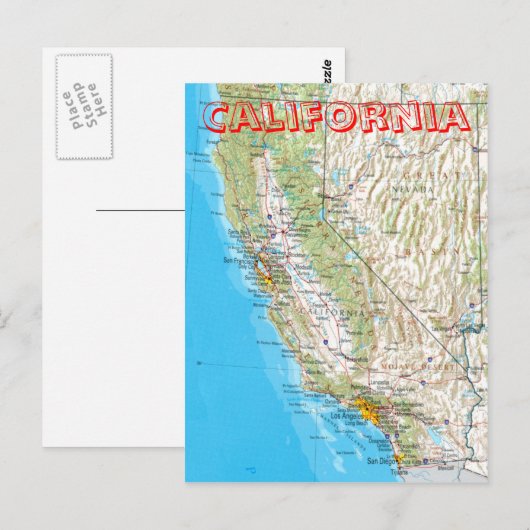 California Map Briefkaart (Voorkant / Achterkant)