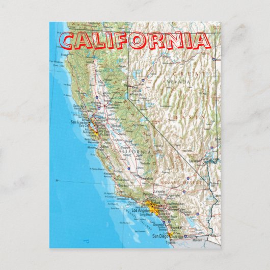California Map Briefkaart (Voorkant)