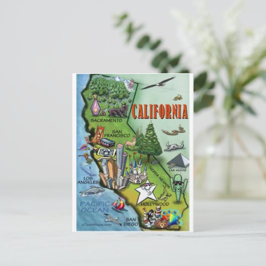 California Map Briefkaart (Staand voorkant)
