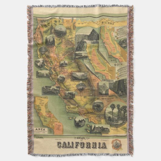 California Map Deken (Voorkant Verticaal)