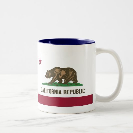 California Map en State Flag Tweekleurige Koffiemok (Rechts)