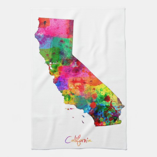 California Map Theedoek (Verticaal)