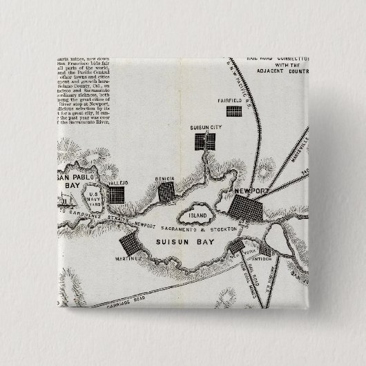 California Map Vierkante Button 5,1 Cm (Voorkant)