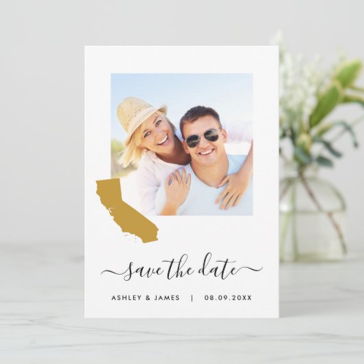 California Map Wedding Save the Date Card (Staand voorkant)