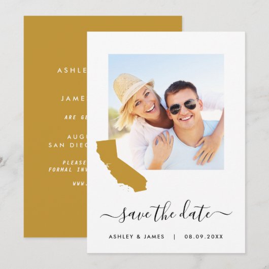 California Map Wedding Save the Date Card (Voorkant / Achterkant)