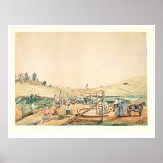 California Miners Working an Arrastra (0111A) Poster (Voorkant)