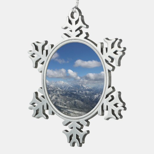California Mountain Snow Tin Sneeuwvlok Ornament (Rechts)