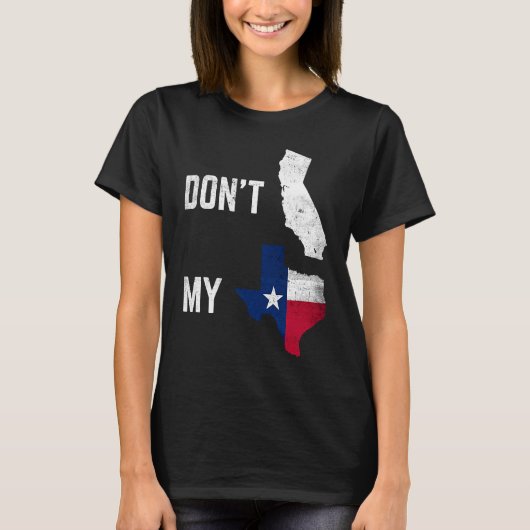 California My Texas Flag Kaart Distsed Vin T-shirt (Voorkant)