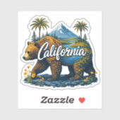 California Nature Bear Sticker | Mountain & Poppy (Vel)