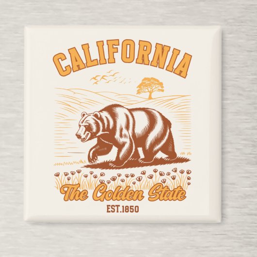 California Nature Lover Gift – Retro Bear  Magneet
