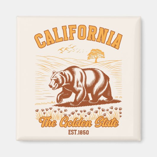 California Nature Lover Gift – Retro Bear  Magneet (Voorkant)