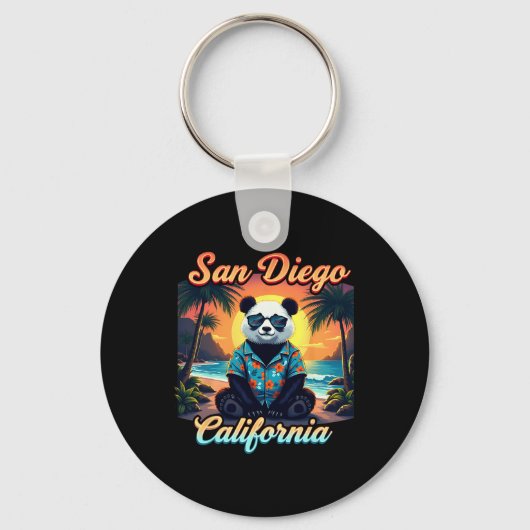 California New Year 2025 Family Trip Vaction Panda Sleutelhanger (Voorkant)