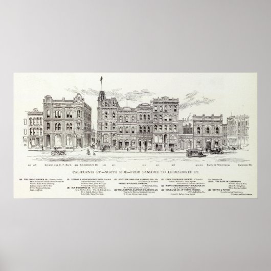 California North side Sansome en Leidesdorff Poster (Voorkant)