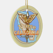 California Nurse Caduceus  Keramisch Ornament (Rechts)