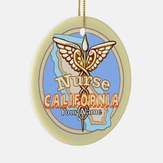 California Nurse Caduceus  Keramisch Ornament (Rechts)