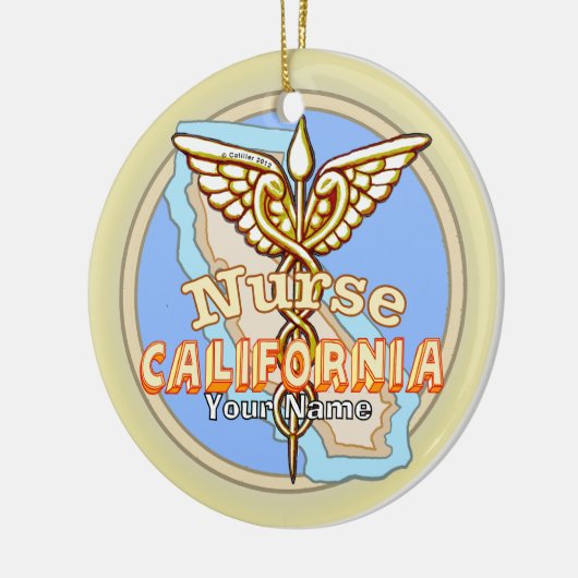 California Nurse Caduceus  Keramisch Ornament (Links)