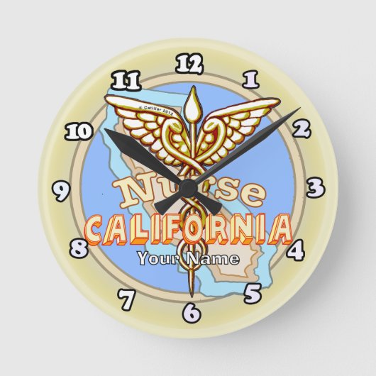 California Nurse Caduceus Ronde Klok (Voorkant)