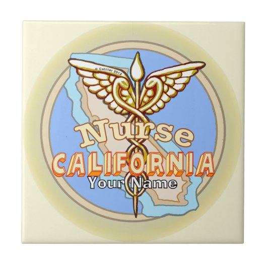 California Nurse Caduceus Tegeltje (Voorkant)