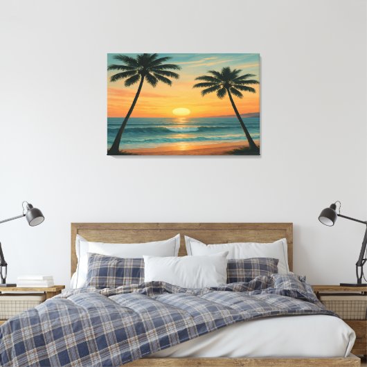California Ocean Sunset – 36x24 Wall Art Print (Insitu (Slaapkamer))